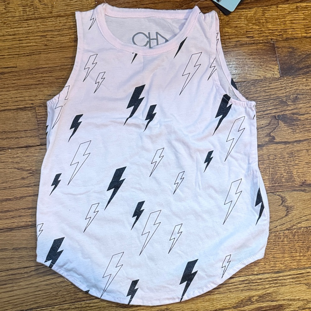 Chaser Pink Tank Top with Lightning Bolt Print